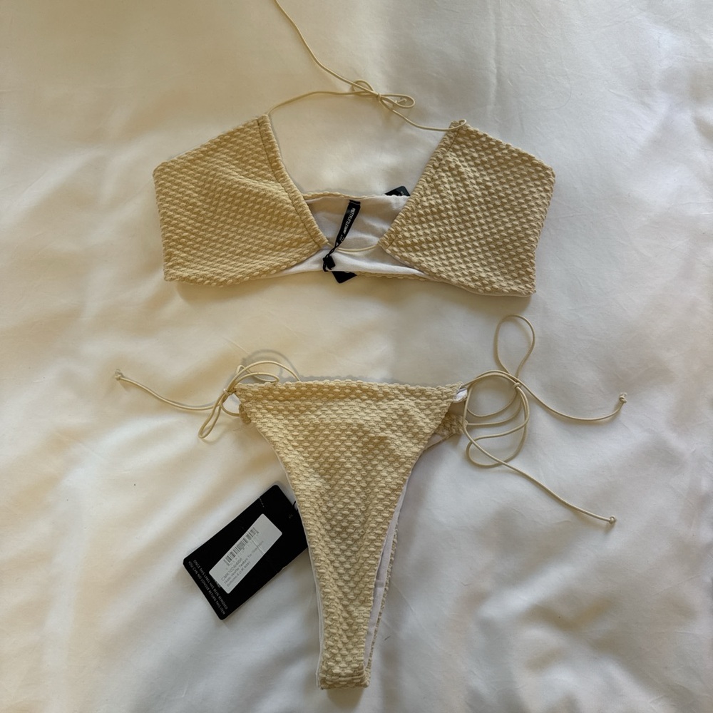NWT Textured Cream Bikini Set